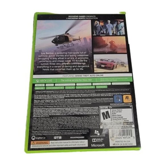 Grand Theft Auto V Five 5 Xbox 360 GTA Video Game 2 Disc Includes Case Manual - Picture 2 of 4